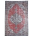 6.8 X 10.3 Ft.. 204x312 cm Antique Living Room Rug , Light Red and Beige  Color  Rug , Turkish Hand Knotted Rug ,  No Repeair Perfect Condition