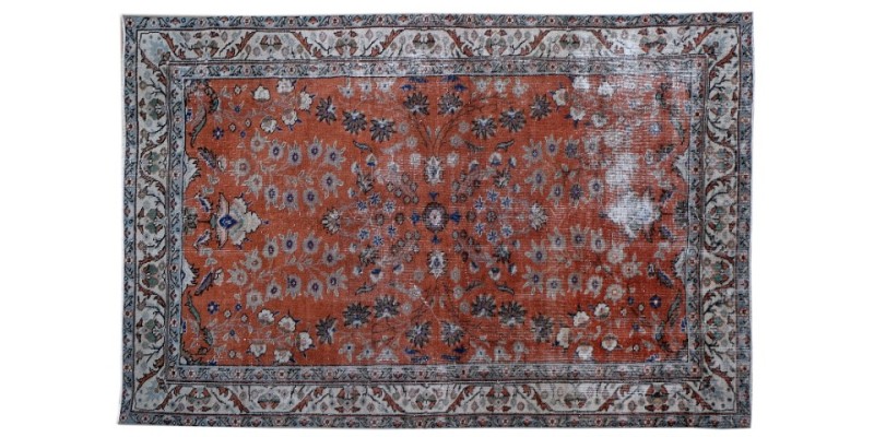 5X8 Feet.  Turkish Hand Knotted Rug , Floral  Pattern Rug ,  Antique Brick Tille Color Rug , No Repeair Perfect Condition