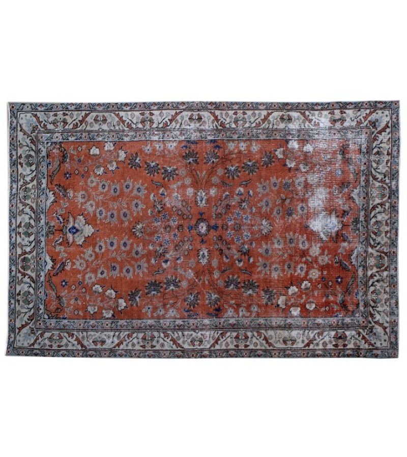 5X8 Feet.  Turkish Hand Knotted Rug , Floral  Pattern Rug ,  Antique Brick Tille Color Rug , No Repeair Perfect Condition