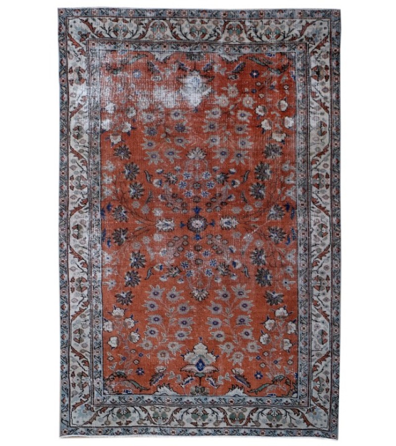 5X8 Feet.  Turkish Hand Knotted Rug , Floral  Pattern Rug ,  Antique Brick Tille Color Rug , No Repeair Perfect Condition