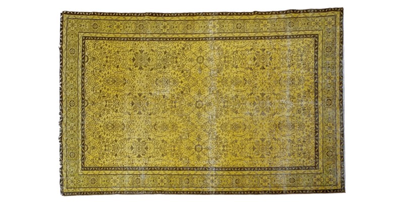 6.5 X 9.11 Ft.. 196x302 cm Yellow Vintage Color Rug , Oushak Floral  PAttern Rug   , Hand Knotted Antique Rug , Decoration Rug , Turkish Area Rug