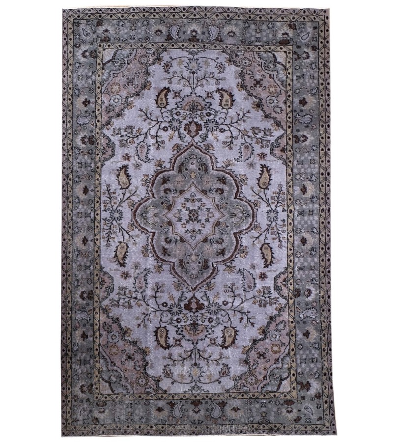 7X10  Feet . All over Flowers Pattern Rug , Gray  Color Antique Rug , Turkish Hand Knotted Living Room Rug , No Repeair Perfect Condition Rug