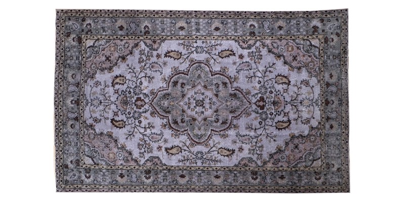7X10  Feet . All over Flowers Pattern Rug , Gray  Color Antique Rug , Turkish Hand Knotted Living Room Rug , No Repeair Perfect Condition Rug