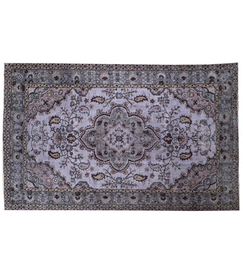 7X10  Feet . All over Flowers Pattern Rug , Gray  Color Antique Rug , Turkish Hand Knotted Living Room Rug , No Repeair Perfect Condition Rug