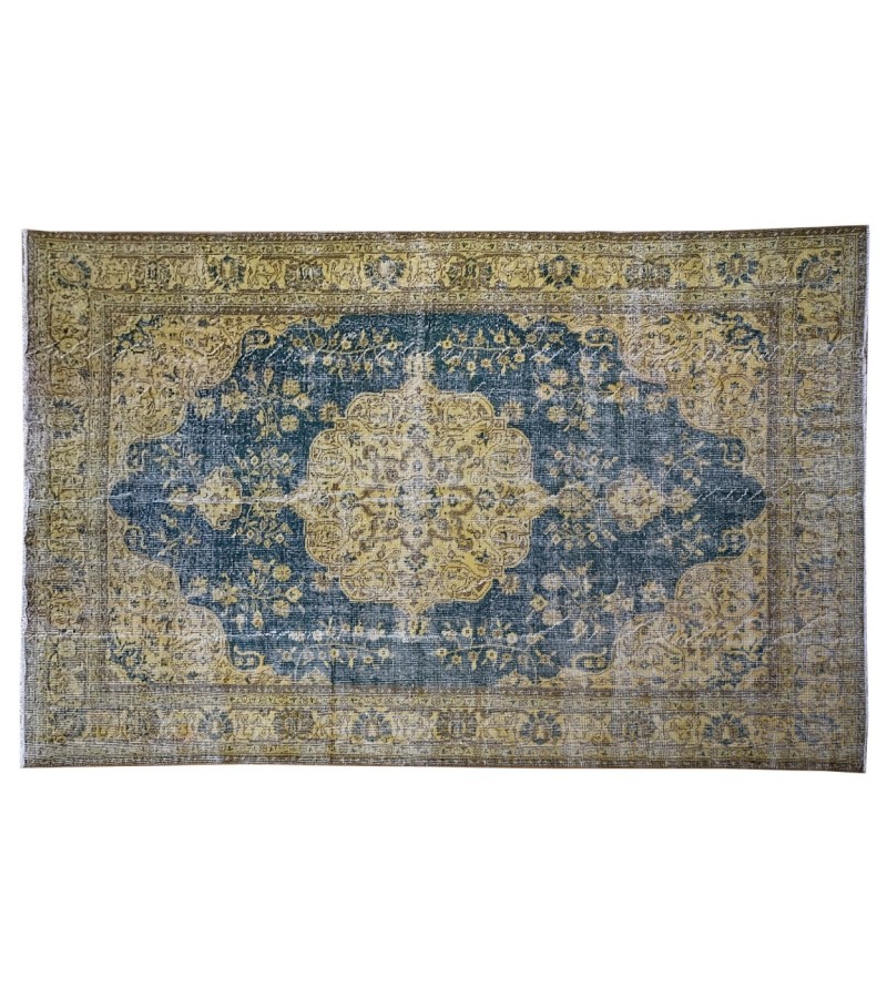 7X10 Feet , Blue Color Antique Rug , Turkish Area Rug , Muted Vintage Color Rug , No Repeair PErfect Condtion Rug