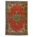 6.3x9.8 Feet , Red Color Vintage Rug , Hand Made Rug, Turkish Area Rug , Madellion PAttern Rug