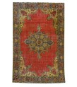 6.3x9.8 Feet , Red Color Vintage Rug , Hand Made Rug, Turkish Area Rug , Madellion PAttern Rug 