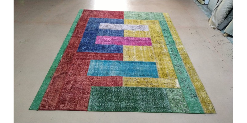 Turkish Patchwork rug, Vintage Handmade Rug , Anatolian Rug , Modern Rug , Bohemian Rug  , %100 Wool Rug , Area Rug