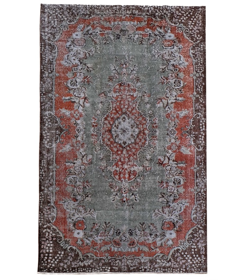6'4X10''5 Feet, Large size Turkish Rug , Living Room Antique Rug , Brown in Gray color Rug , 60' old vintage Rug , 193x315 cm