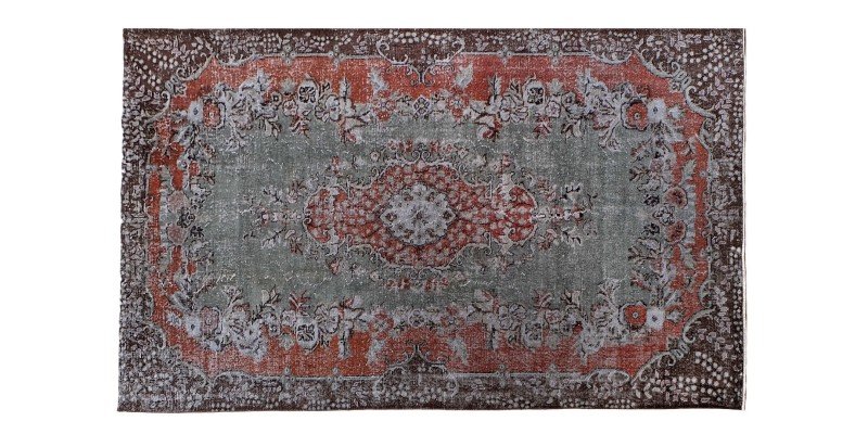 6'4X10''5 Feet, Large size Turkish Rug , Living Room Antique Rug , Brown in Gray color Rug , 60' old vintage Rug , 193x315 cm