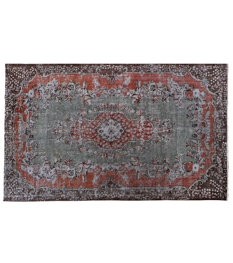 6'4X10''5 Feet, Large size Turkish Rug , Living Room Antique Rug , Brown in Gray color Rug , 60' old vintage Rug , 193x315 cm