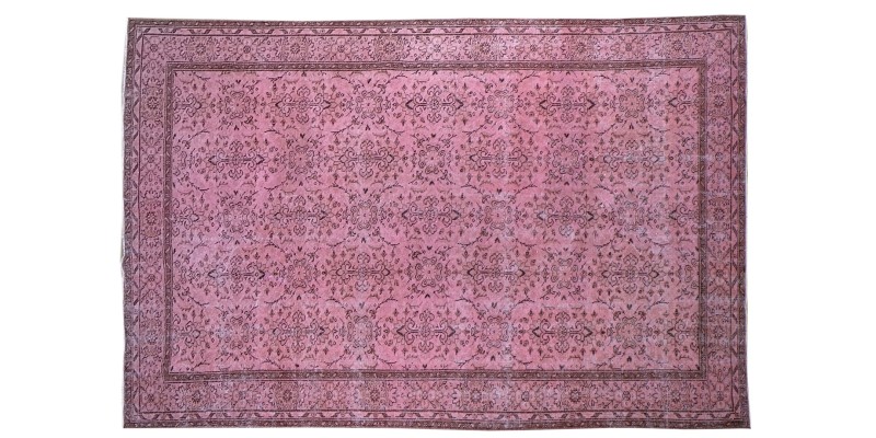 6'11x10''3 Feet , oversize vintage rug , 7x10 handmade rug , turkish anatolian antique rug , Pink  Color Rug , 209x311
