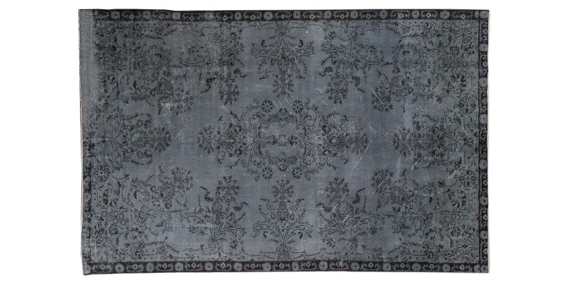 5'9 x 9'9'' Feet , Gray  handmade rug , 5x10 living room  rug , flowers madellion rug , turkish vintage rug , 173x297 cm