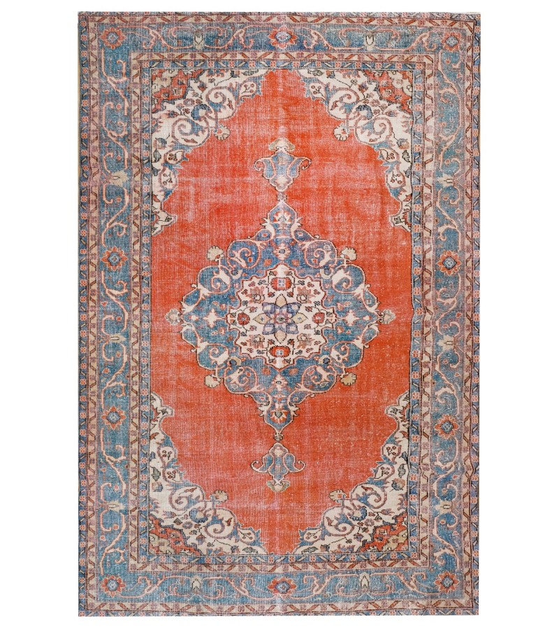 6'8x10'8 turkish area rug , 7x11 handmade wool rug , antique living room rug , red bedroom rug , hand knotted rug , 210x330 cm