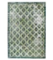 6'5x9'9'' green wool rug , 6x10 handmade rug , distressed rug , faded pastel color rug , large size bedroom rug , 194x296 cm , floral rug