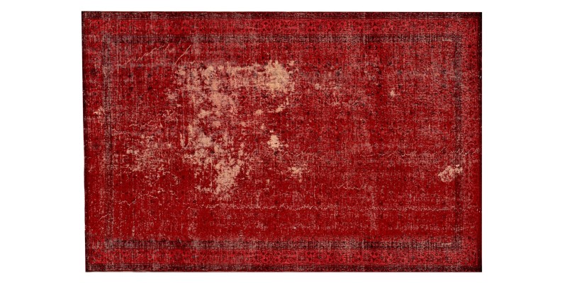 6'7x9'4'' Red wool rug , 7x9 handmade rug , turkish area rug , rug for living room , antique distressed rug , 200x283 cm
