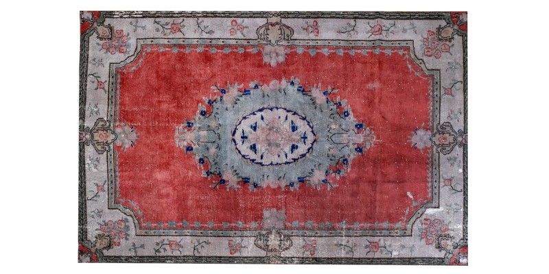 6'2X9'3'' Feet , handmade rug , 6x9 red rug , turkish vintage rug , living room rug , antique rug , bedroom rug , 190x285 cm