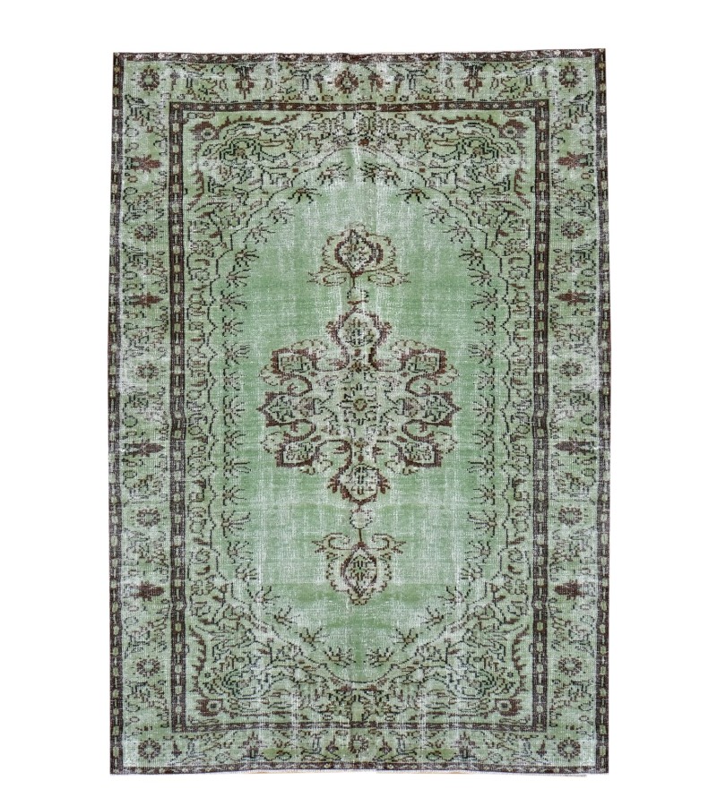 6'7x9'8'' large size rug, antique area rug , handmade vintage rug , anatolian wool rug, kitchen distressed rug , 7x10 green rug , 200x293 cm