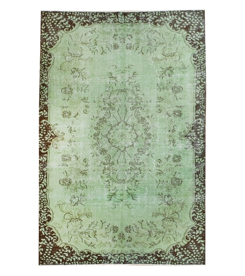 5'9x9'8'' green wool rug , 6x10 handmade rug , turkish hand knotted rug , distressed rug , antique kitchen rug , 60'old Rug , 175x294 cm