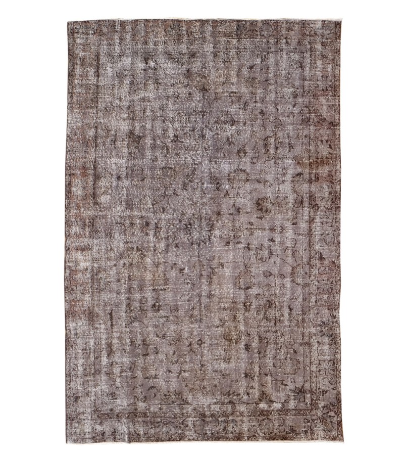 6'6x9'6 gray distressed rug , hand made wool rug , living room rug , kitchen rug , faded rug , muted rug , antique anatolian rug 204x294 cm
