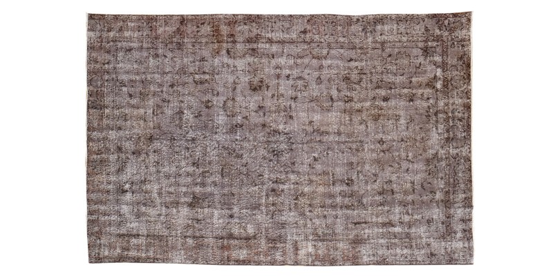 6'6x9'6 gray distressed rug , hand made wool rug , living room rug , kitchen rug , faded rug , muted rug , antique anatolian rug 204x294 cm