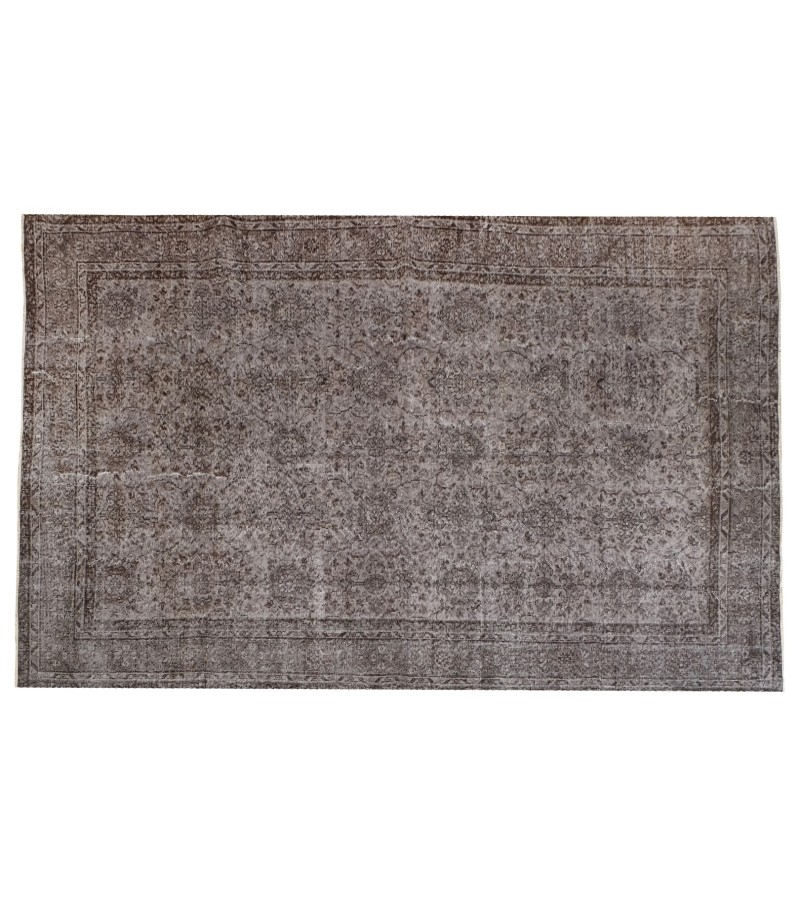 6x10 gray distressed rug , handmade wool rug , anatolian faded rug , turkish muted color rug , 6'4x9'11 living room rug , 192x300 cm