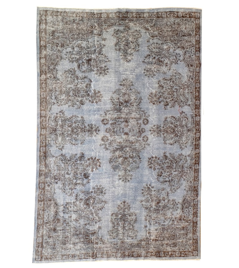 7x10 blue vintage rug, hand made wool rug , antique distressed rug 6'10x10'2 , turkish anatolian rug , muted color rug , faded rug , 206x306