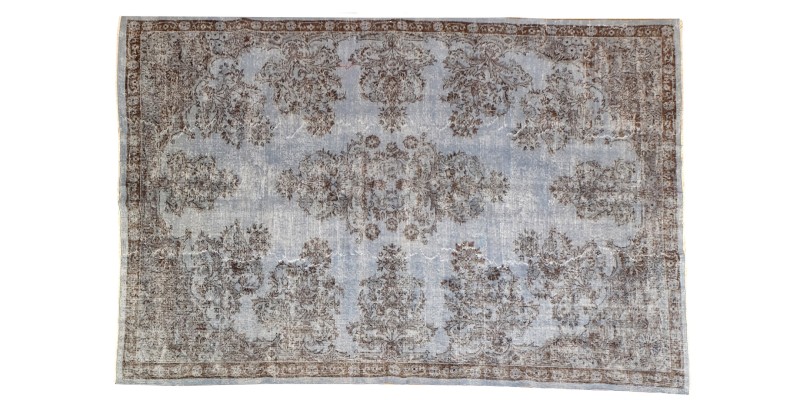 7x10 blue vintage rug, hand made wool rug , antique distressed rug 6'10x10'2 , turkish anatolian rug , muted color rug , faded rug , 206x306