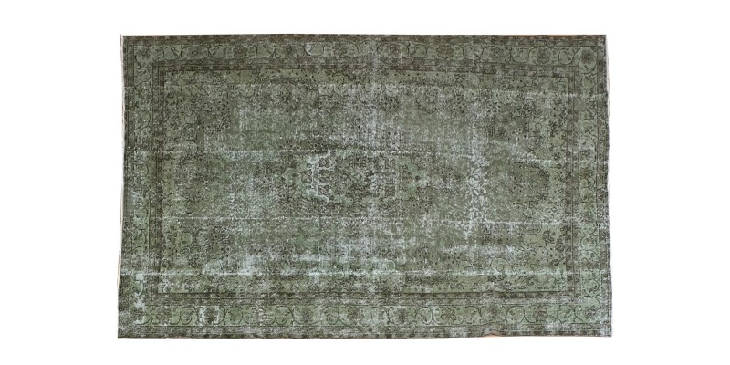 6x10 green wool rug , handmade vintage rug , faded living room rug , antique muted color rug , 6'4x9'9 turkish area rug , 193x296 cm