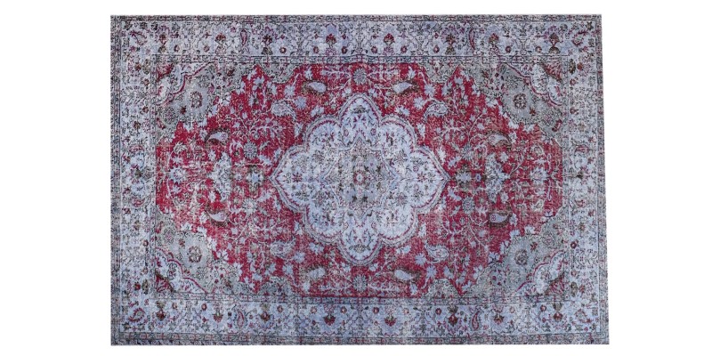 6x10 purple rug , handmade wool rug , 6'3x9'8 distressed rug , turkish area rug , living room rug , faded rug , muted rug , 190x293 cm