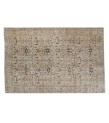 7x10 oversize oushak rug , beige wool rug , antique living room rug , turkish distressed rug , muted color rug , gift for her , 225x312 cm
