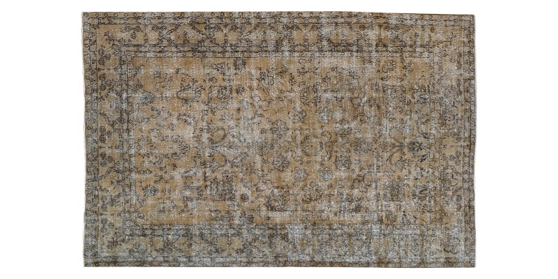7x10 brown wool rug , antique oushak rug, 6'8x9'10 turkish rug , living room rug , beige hand knotted rug , bedroom rug , 203x298 cm
