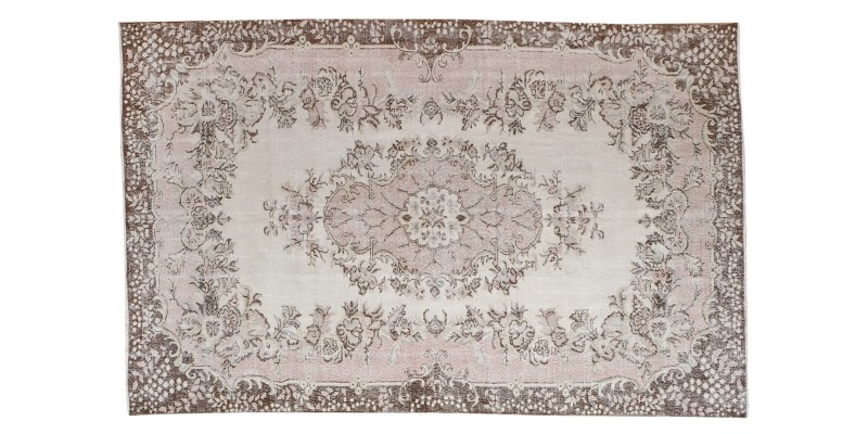 6x10 beige in brown rug , handmade wool rug , distressed rug , anatolian turkish rug , living room rug 6'4x10'3 , 193x312 cm