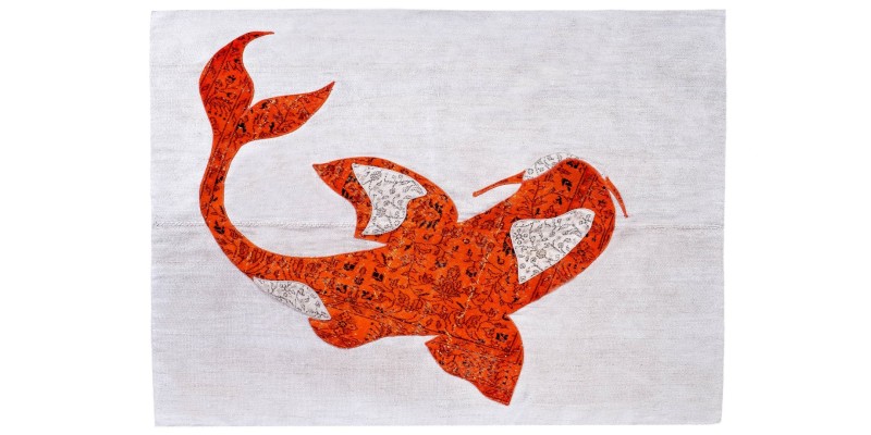 5'7x6'9 mustache fish , custom handmade work , hemp rug , unique beauty , decoration work , custom made to order , 175x213 cm