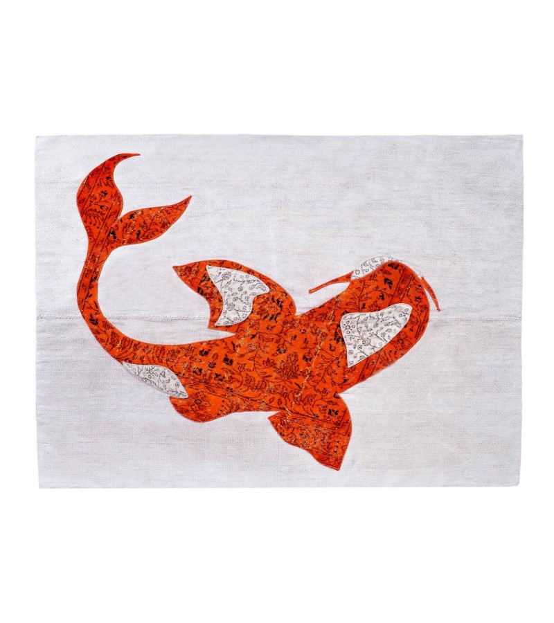 5'7x6'9 mustache fish , custom handmade work , hemp rug , unique beauty , decoration work , custom made to order , 175x213 cm