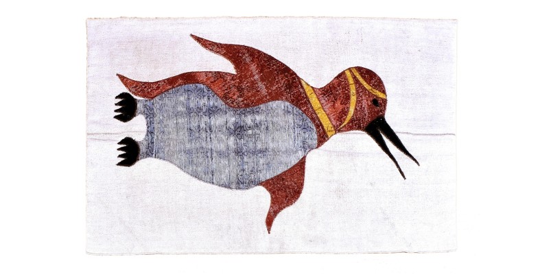 4x7 penguin pattern carpet , custom handmade work , hemp rug , unique beauty , decoration work , custom made to order , 130x225 cm