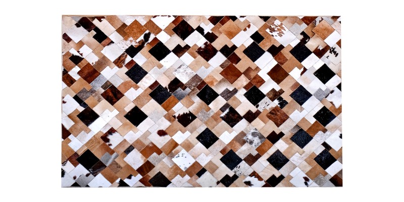 5x8 Handmade Natural Cowhide Rug / Real Hair-on Leather Patchwork Carpet / Home Decor Area Rug / Hallway or Door Runner / Interior Floor Rug