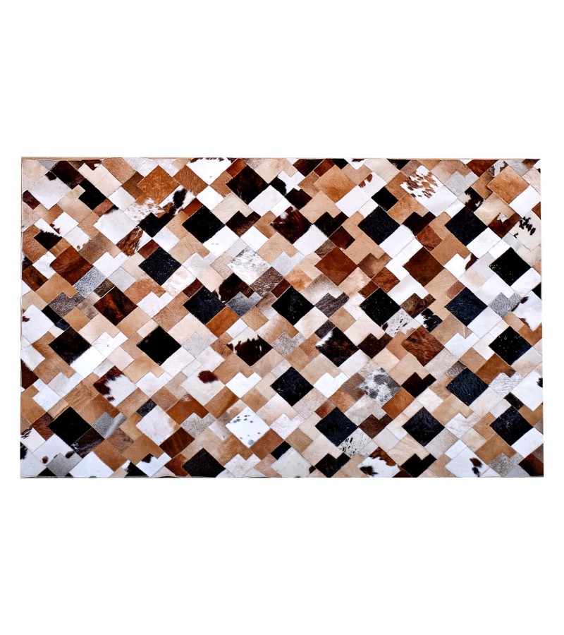 5x8 Handmade Natural Cowhide Rug / Real Hair-on Leather Patchwork Carpet / Home Decor Area Rug / Hallway or Door Runner / Interior Floor Rug