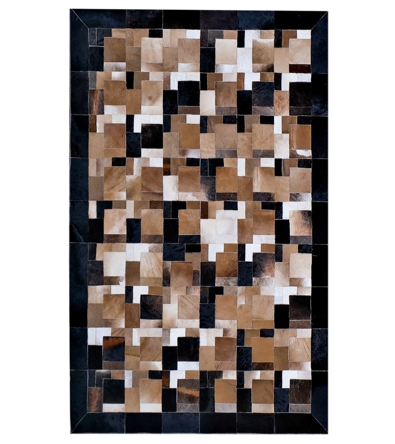 5x8 Handmade Natural Cowhide Rug / Real Hair-on Leather Patchwork Carpet / Home Decor Area Rug / Hallway or Door Runner / Interior Floor Rug