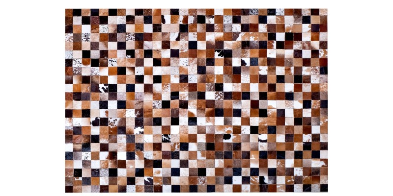 5'7x7'7 Handmade Natural Cowhide Rug /Real Hair-on Leather Patchwork Carpet /Home Decor Area Rug /Hallway or Door Runner /Interior Floor Rug