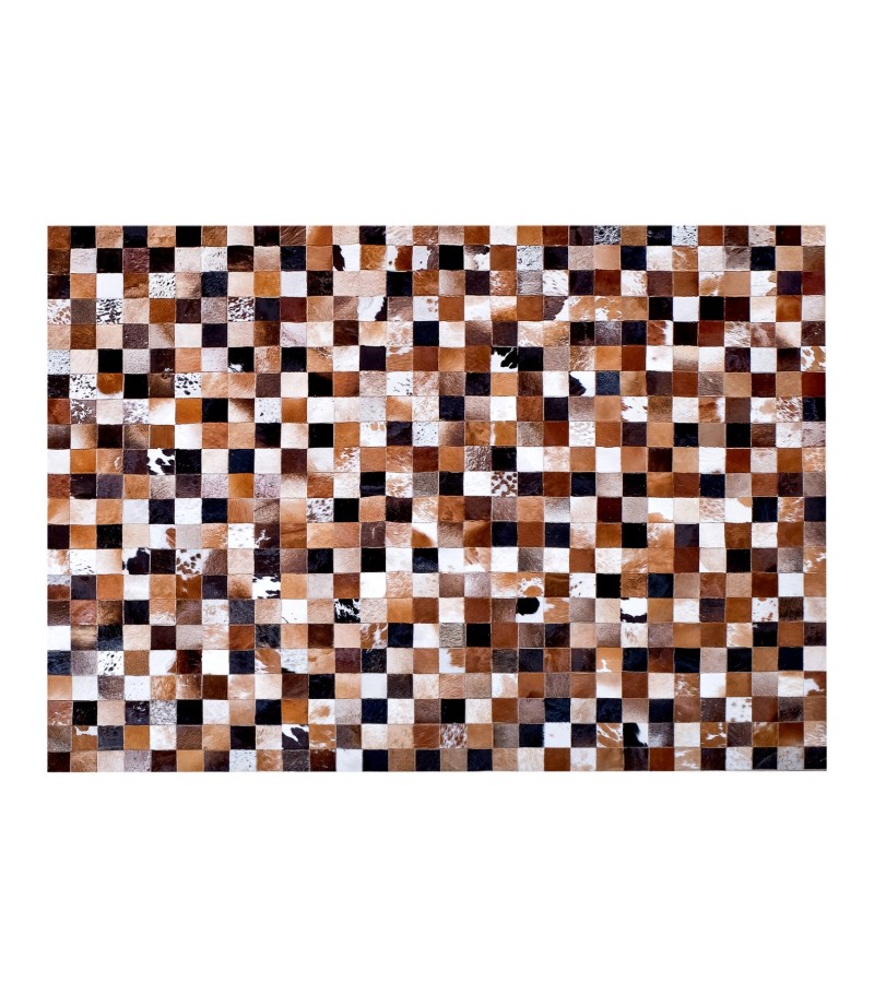 5'7x7'7 Handmade Natural Cowhide Rug /Real Hair-on Leather Patchwork Carpet /Home Decor Area Rug /Hallway or Door Runner /Interior Floor Rug