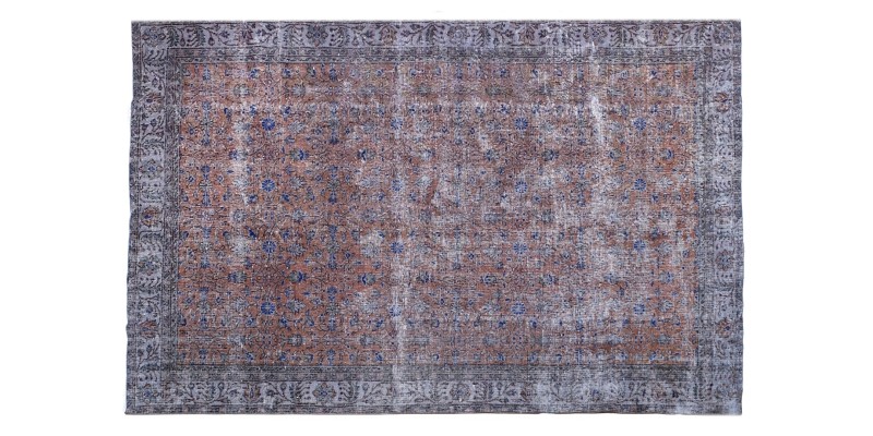7x10 brown wool rug , antique oushak rug, 6'6x9'6'' turkish rug , living room rug , beige hand knotted rug , bedroom rug , 202x293 cm