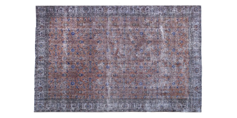 7x10 brown wool rug , antique oushak rug, 6'6x9'6'' turkish rug , living room rug , beige hand knotted rug , bedroom rug , 202x293 cm