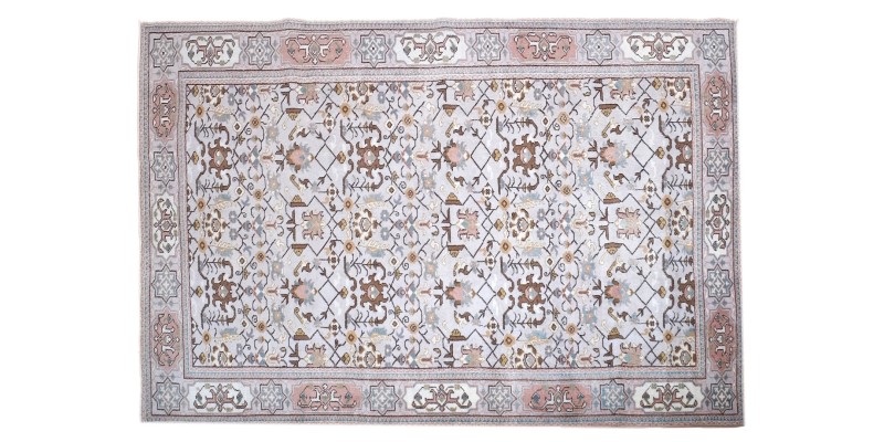 7x10 oversize oushak rug , 6'5x10'1 beige wool rug , antique living room rug , distressed rug , muted color rug , gift for her , 201x310 cm
