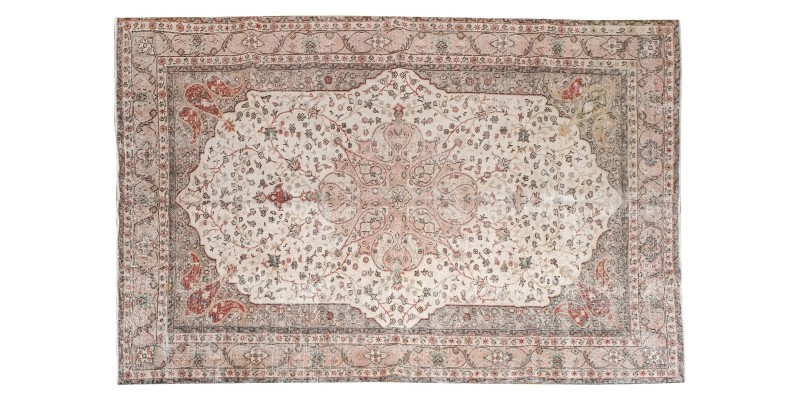 7x10 beige rug , turkish distressed rug , area rug , living room rug , muted rug , faded rug , 6'9x10'6 antique anatolian rug , 204x320 cm