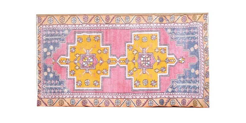 4x8 handmade wool rug , kicthen runner rug , turkish distressed rug , anatolian rug , hand knotted 60'old Rug , 123x250 cm