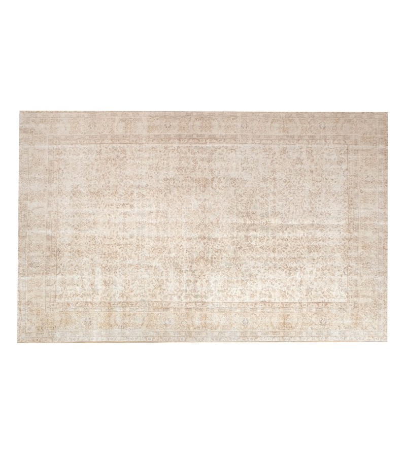 7x10 oversize oushak rug , 6'7x9'9 beige wool rug , antique living room rug , distressed rug , muted color rug , gift for her , 206x304 cm