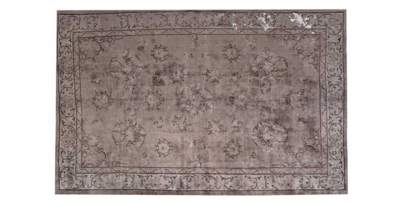 7x10 oversize oushak rug , gray wool rug , antique living room rug , 6'8x9'9 turkish distressed rug , muted rug , gift for her , 208x302 cm