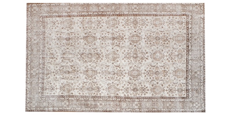 6'4X10'' Feet, beige large size rug , 6x10 handmade rug , beige in brown color rug, turkish rug , vintage rug , hand knotted rug 197x305 cm