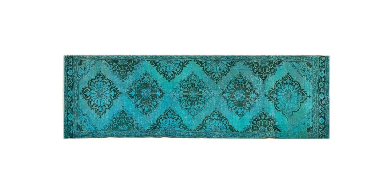 3'8x12'4'' turquoise runner rug, 4x12 runner rug , Wool Rug , Vintage Rug , Turkish Rug , Handmade Rug , farmhouse decor , 112x375 cm